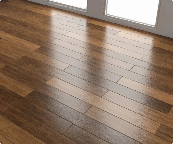 Blankt trägolv efter golvläggning i Katrineholm med professionell finish.